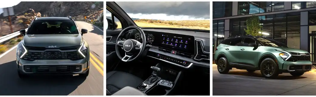 2023 Kia Sportage multiple angles. Green color. 