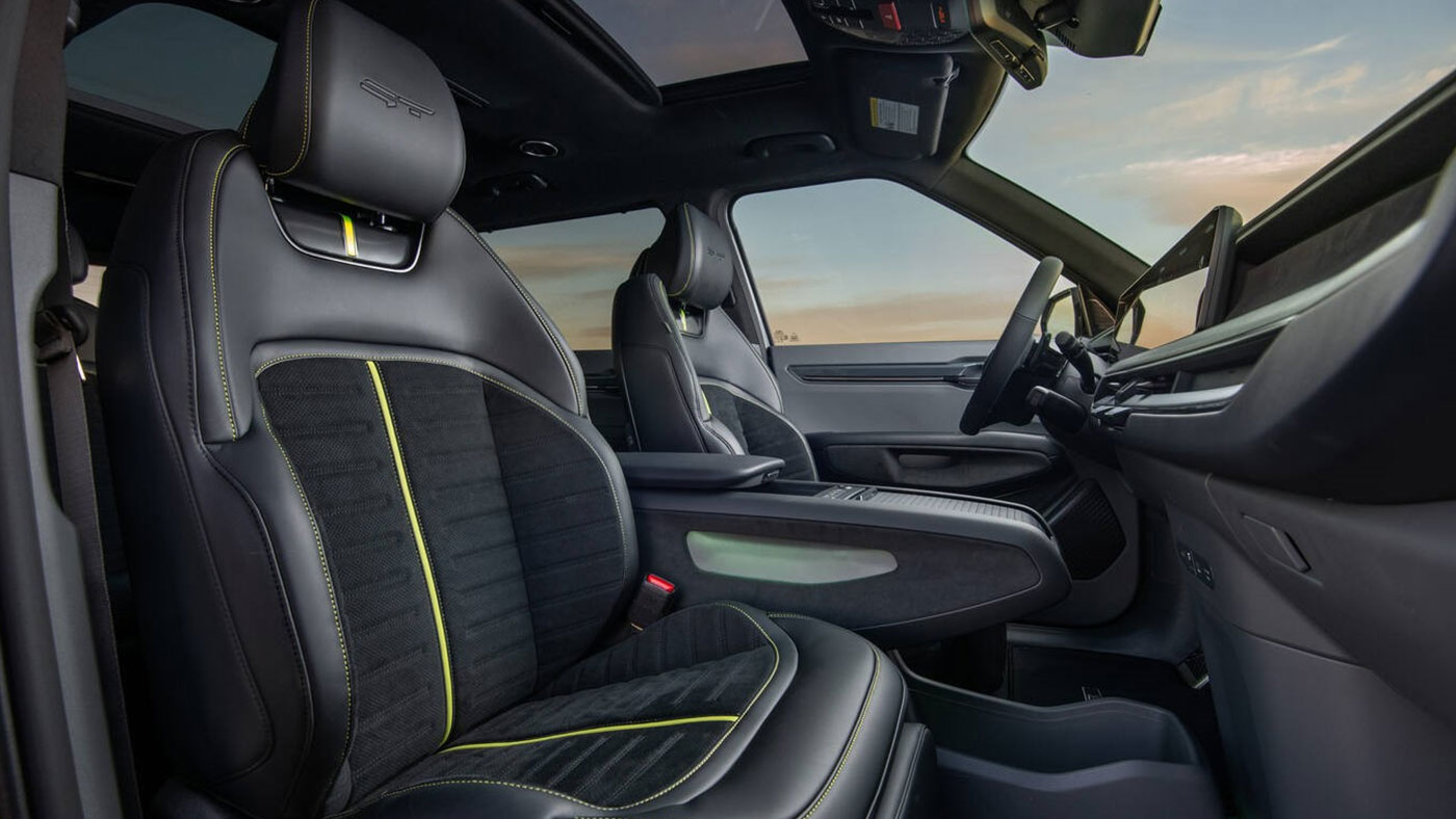 EV9 GT Sport Suede Bucket Seats.