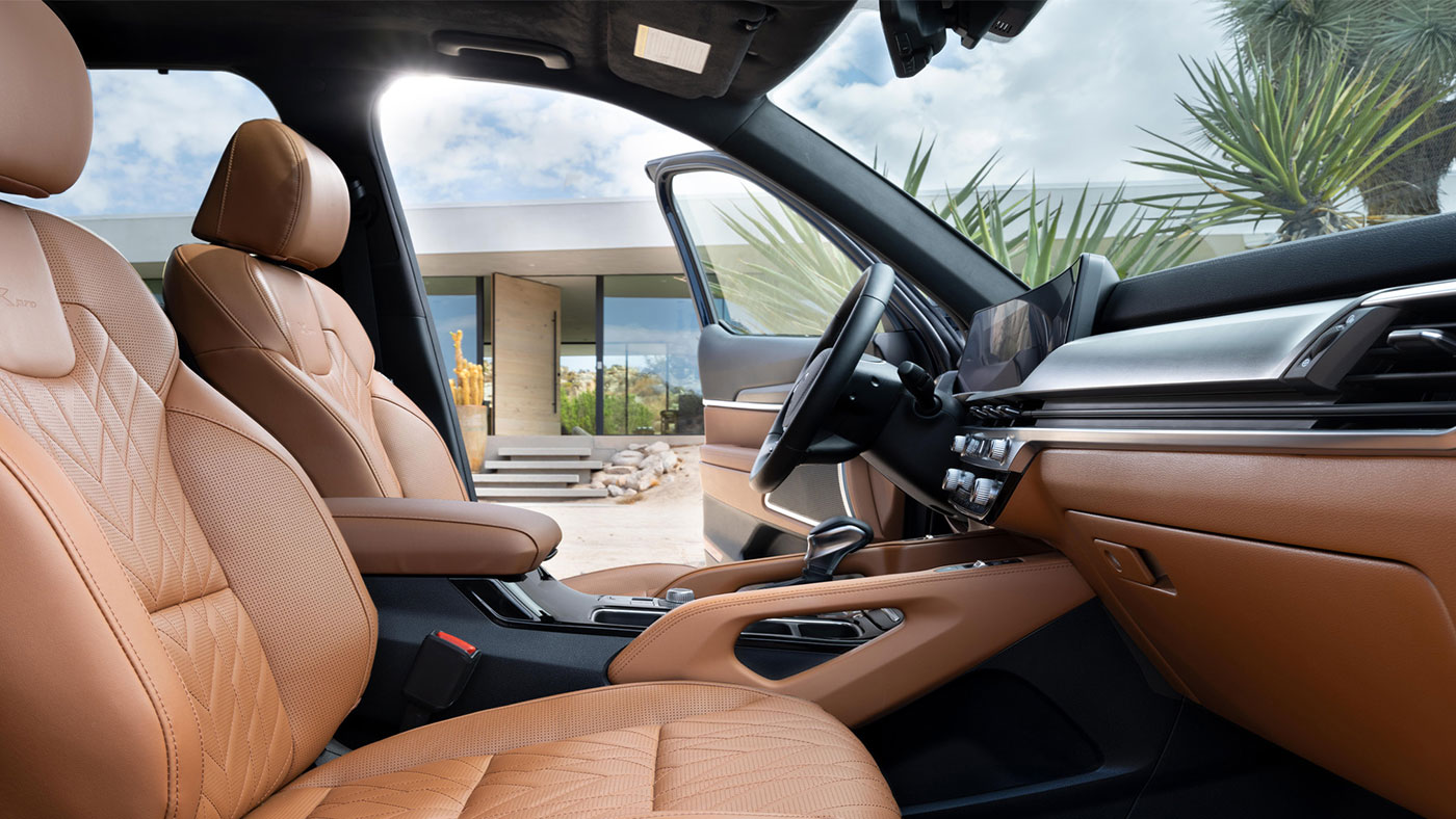 Kia Telluride X-Pro interior with Terracotta Brown Leather seats.