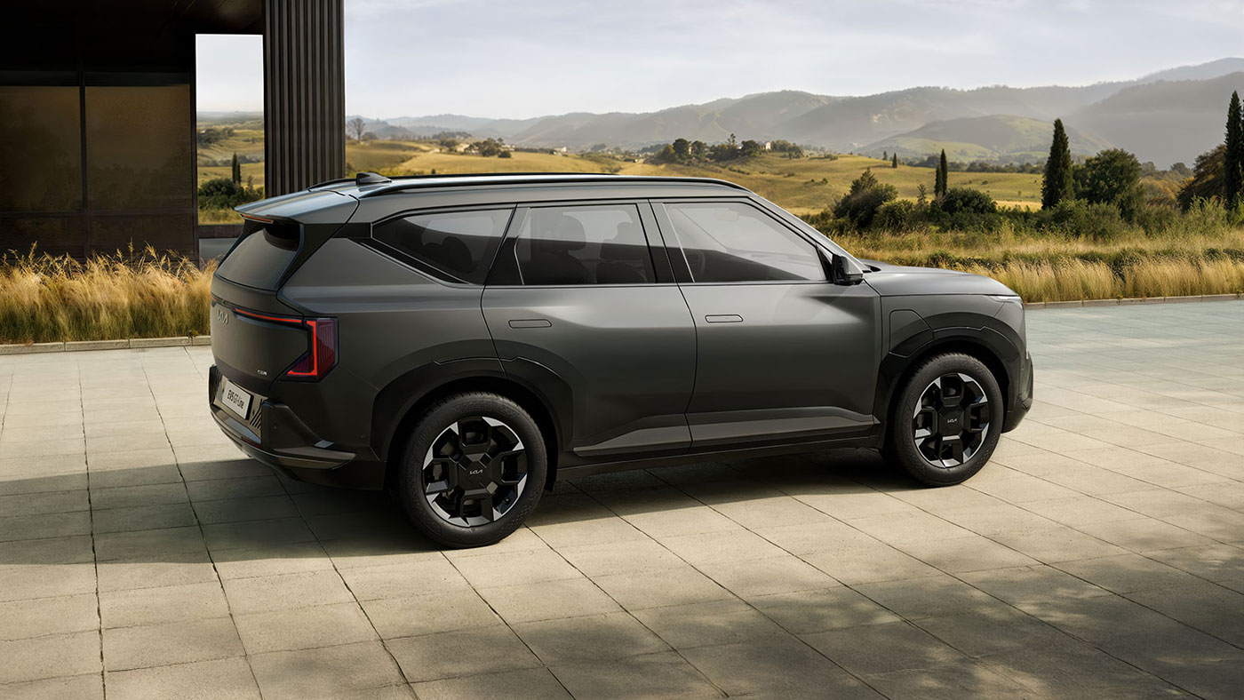 Grey Kia EV5 electric Compact SUV side exterior