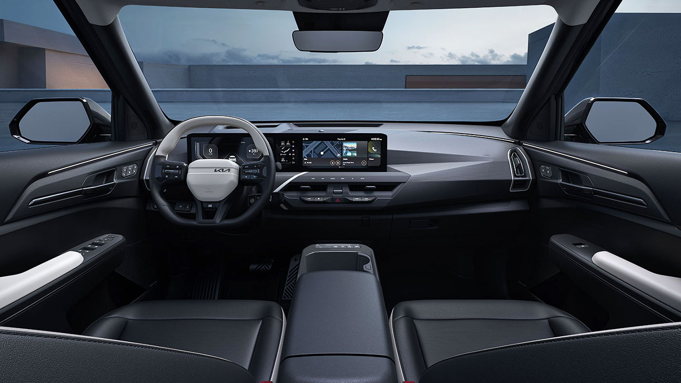 Kia EV5 electric Compact SUV interior panoramic digital display