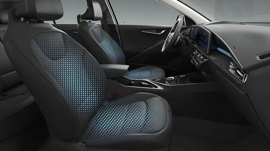 Niro EV interior with heated seats and available air cooling option.