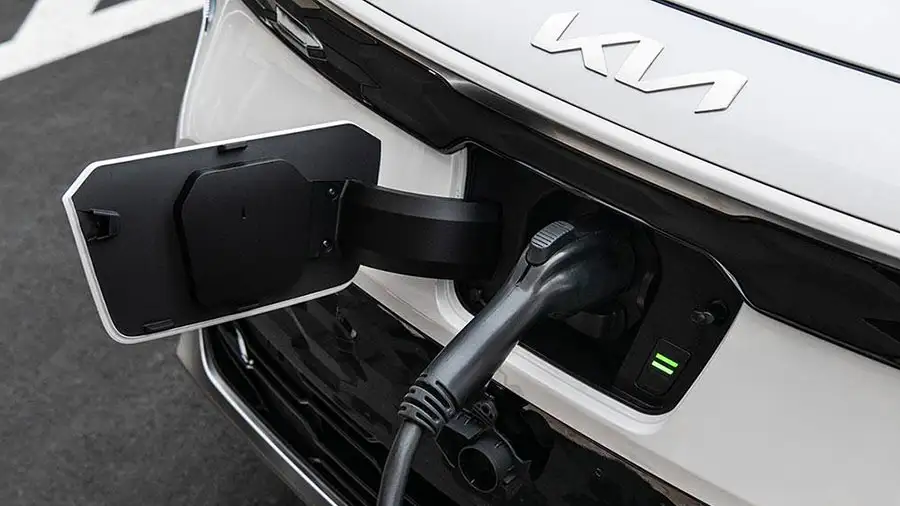 Niro EV front-mounted charger for easy battery charging.