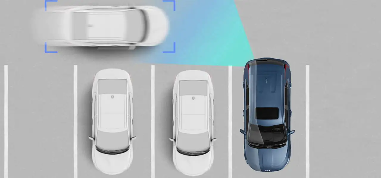 The Niro Hybrid with Rear Cross-Traffic Collision-Avoidance Assist safety feature.