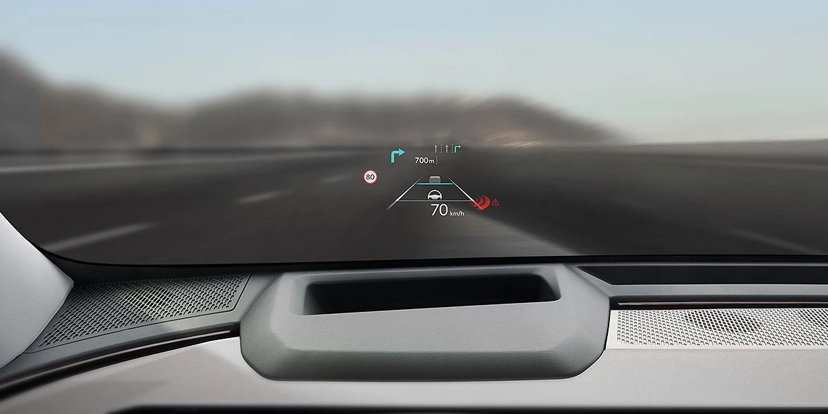 White Kia EV5 electric Compact SUV safety tech feature Head-Up Display