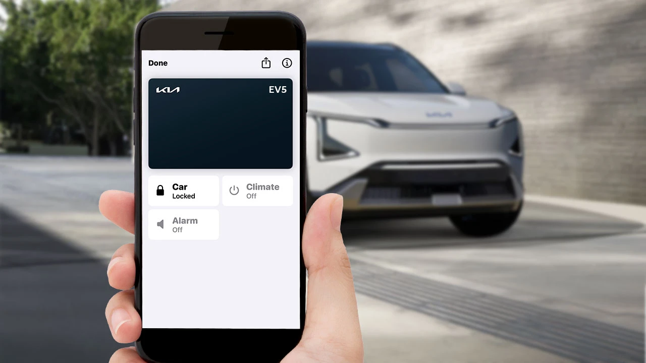 White Kia EV5 electric Compact SUV tech feature Digital Key